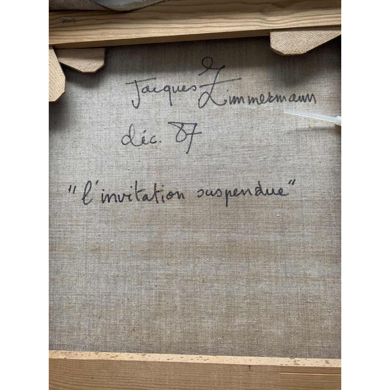 Jacques Zimmermann "L'invitation suspendue" huiles sur toile