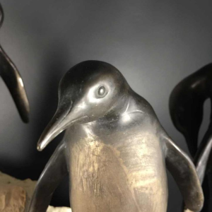 Sculpture animalière "Pingouins" Art Déco - régule & terre cuite - circa 1930