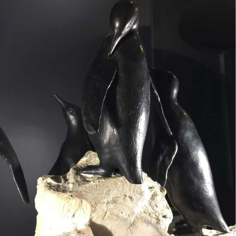 Sculpture animalière "Pingouins" Art Déco - régule & terre cuite - circa 1930