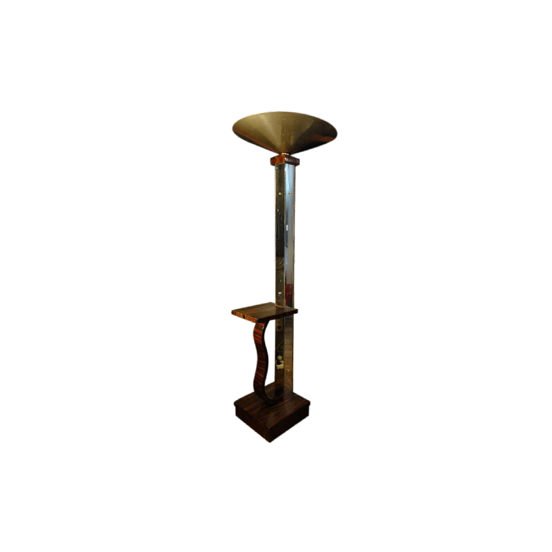 Grote Art Deco Staanlamp / Selette, Macassar Ebbenhout, circa 1930