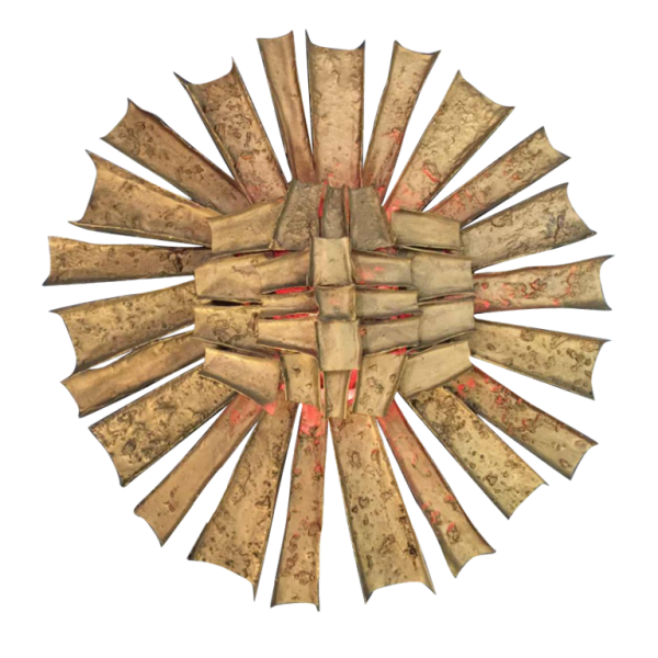 Big Wall SUNBURST sculpture lamp, Resin & Polyester, style Brutalist, 1970