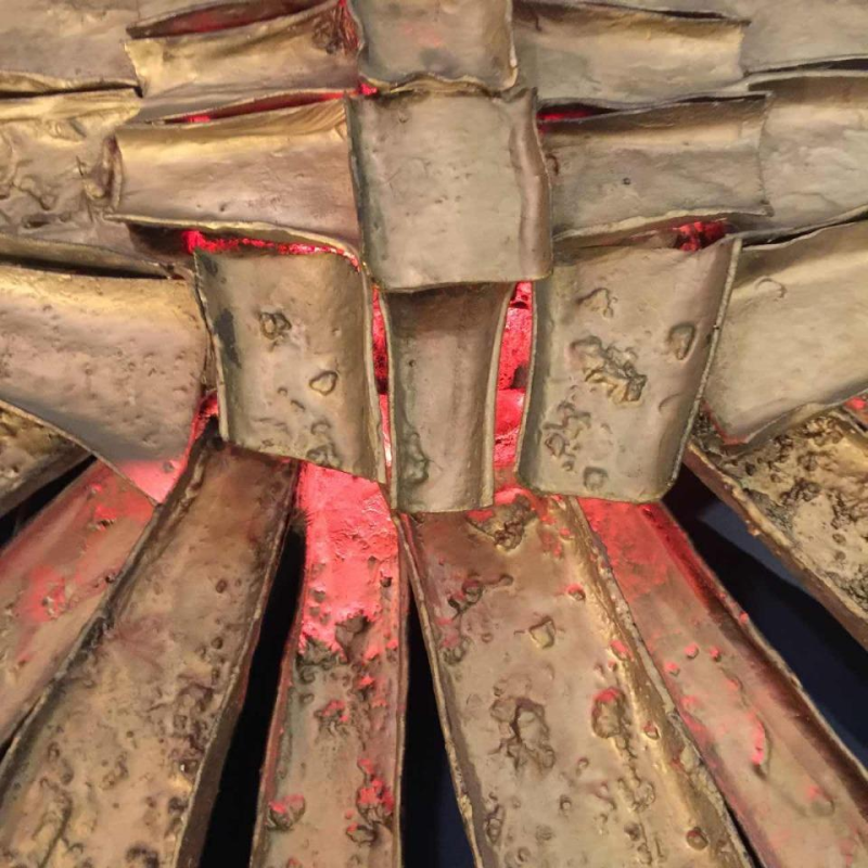 Gande sculpture murale Soleil, Lampe en résine & polyester, style Brutaliste 1970