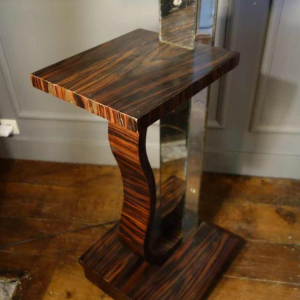 Grote Art Deco Staanlamp / Selette, Macassar Ebbenhout, circa 1930