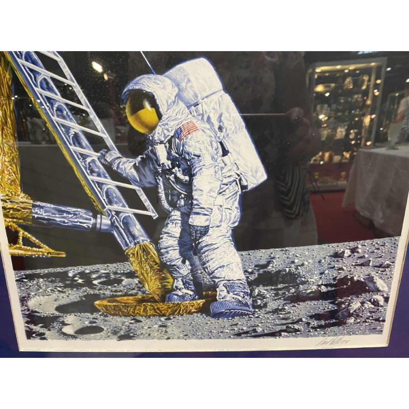 PAUL CALLE 'The Conquest of Space' lithographie sur papier et timbres, 1979