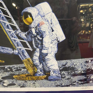 PAUL CALLE 'The Conquest of Space' lithographie sur papier et timbres, 1979