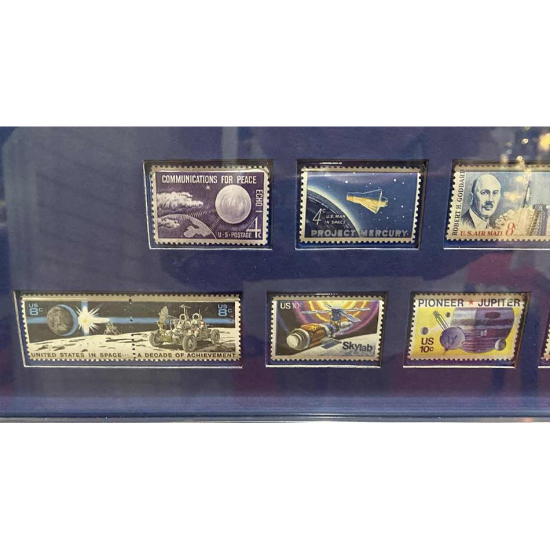 PAUL CALLE 'The Conquest of Space' lithograph and stamps on paper, 1979