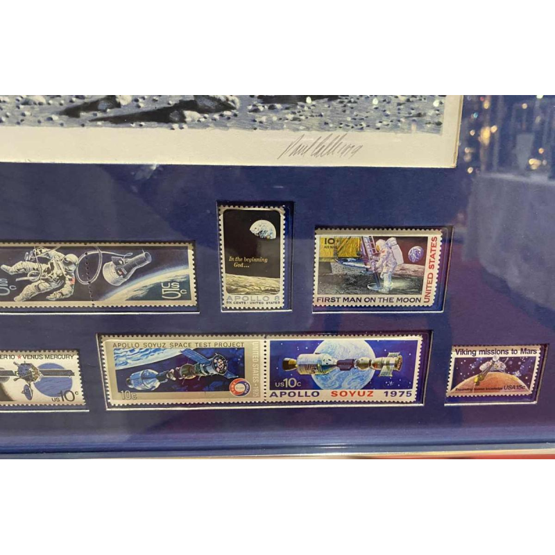 PAUL CALLE 'The Conquest of Space' lithographie sur papier et timbres, 1979