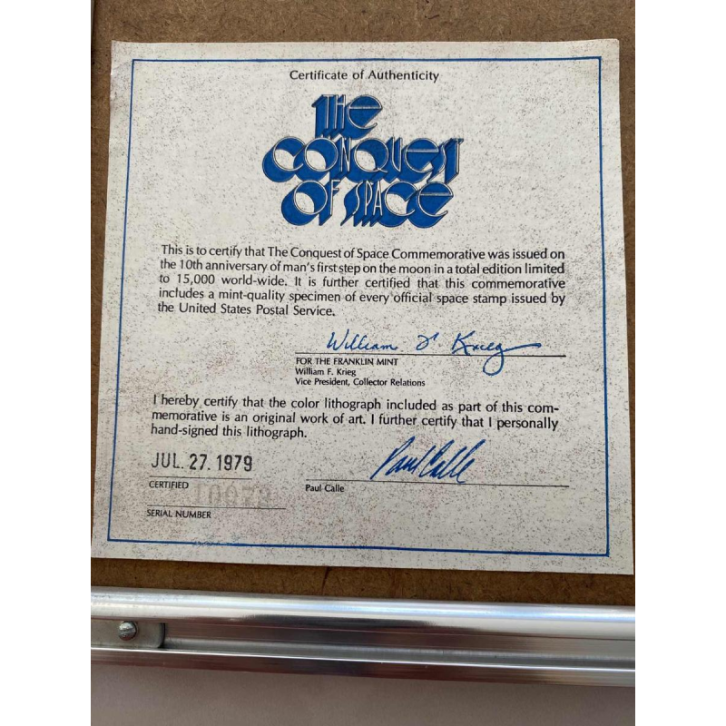 PAUL CALLE 'The Conquest of Space' lithographie sur papier et timbres, 1979