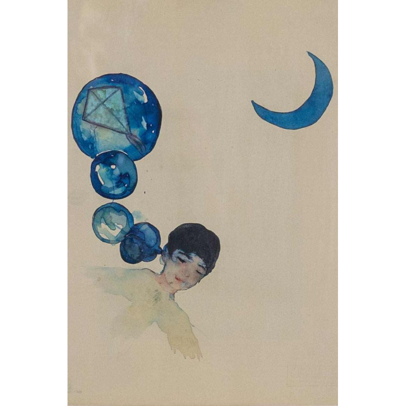 Bilal in de blauwe maan, Bilal Bahir, gemengde techniek, 2019