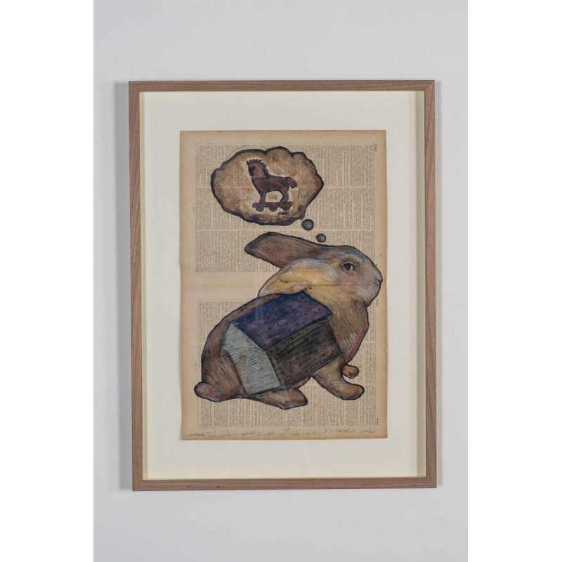 Il était une fois, Bilal Bahir, série de 5 uvres, technique mixte sur papier, 2020