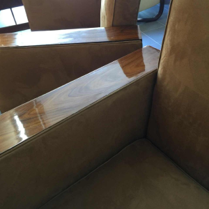 Pair of Modernist Cubist Art Deco Clubs / Armchairs, Alcantara Walnut, 1930s