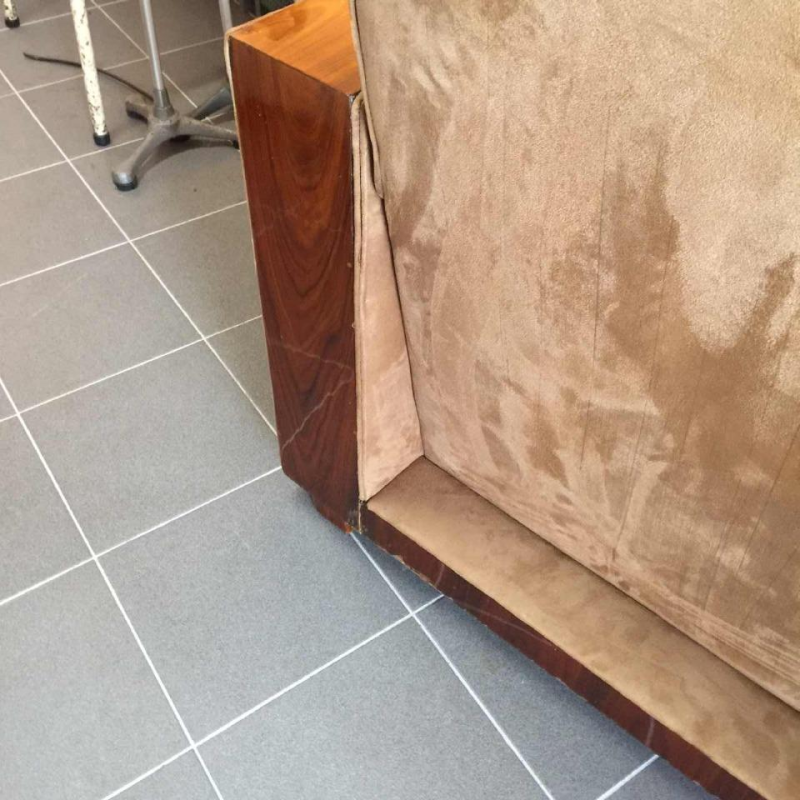 Pair of Modernist Cubist Art Deco Clubs / Armchairs, Alcantara Walnut, 1930s