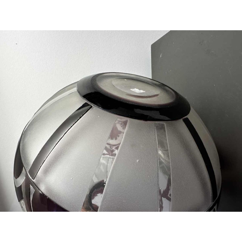 Delatte, rare Art Deco acid-etched vase, mauve lined 1925