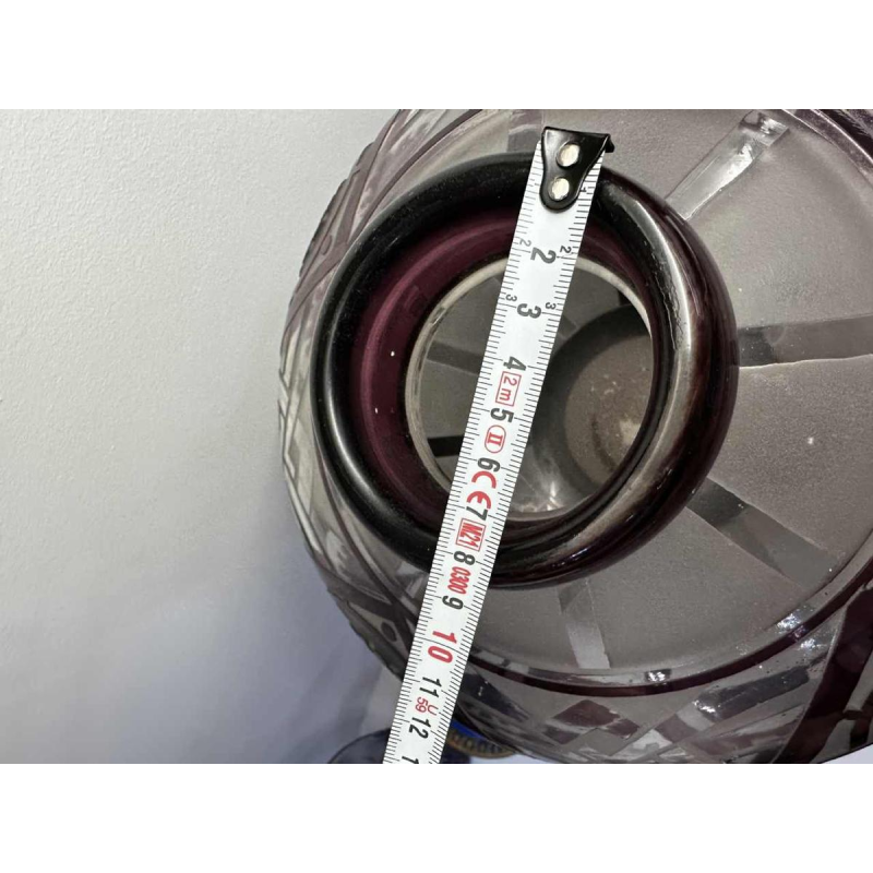 Delatte, zeldzame Art Deco zuurgeëtste vaas, mauve gelijnd 1925