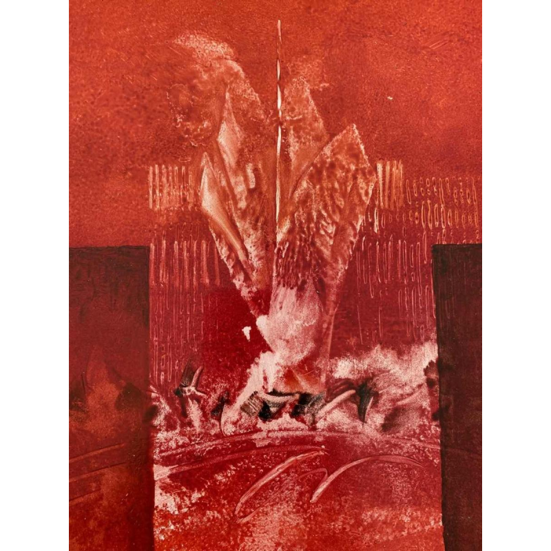 Jacques Zimmermann, peinture abstraite, huile sur papier N°32