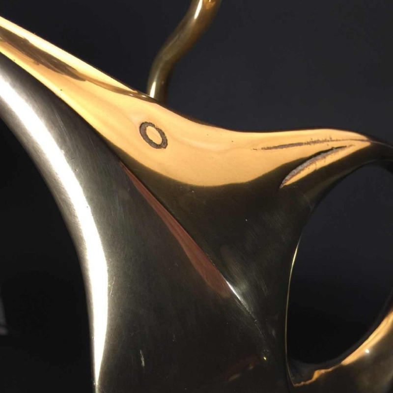 Lampe à poser / sculpture, poisson / oiseau, bronze et laiton, Design 1960