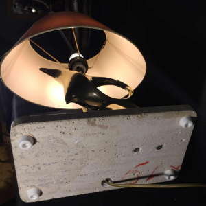 Lampe à poser / sculpture, poisson / oiseau, bronze et laiton, Design 1960