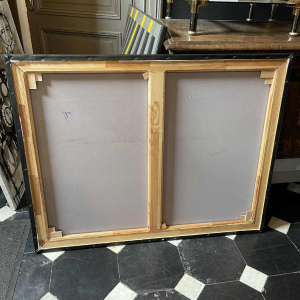 DENIS MATEMO "Market scene", Charcoal on canvas in 2016