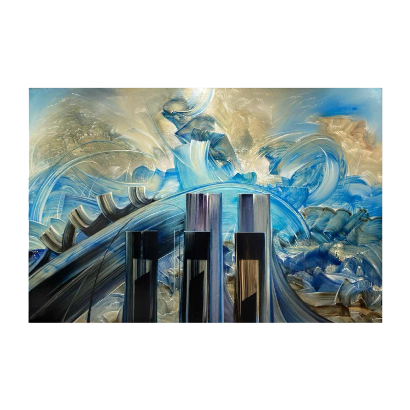 Jacques Zimmermann 'Les orgues océanes' tableau abstrait, huile sur toile, 1988