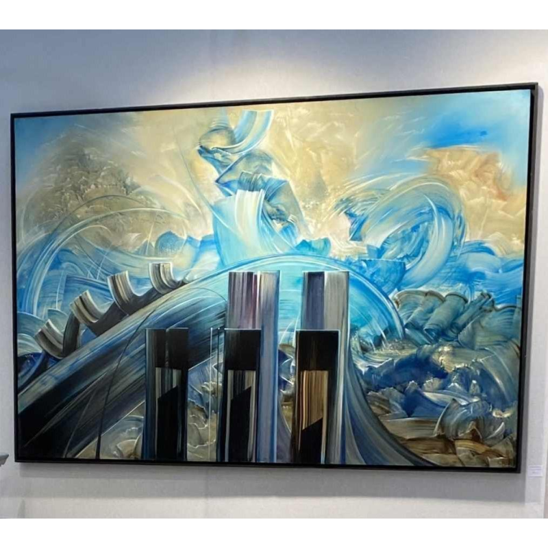 Jacques Zimmermann 'Les orgues océanes' abstract schilderij, olieverf op doek, 1988