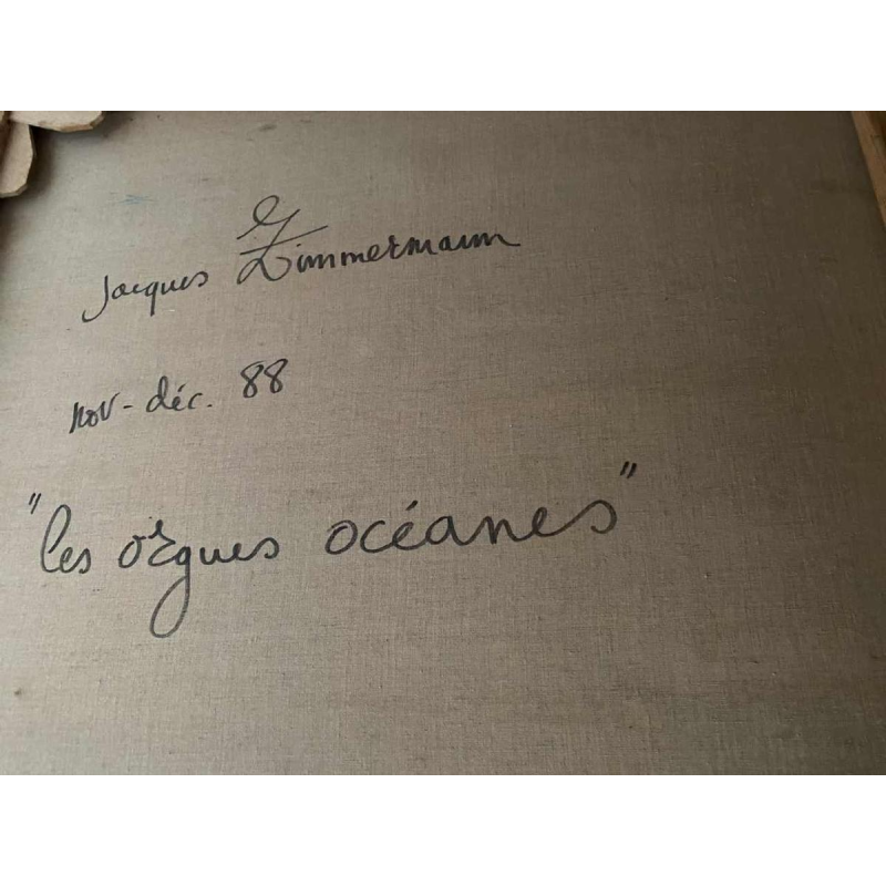 Jacques Zimmermann 'Les orgues océanes' tableau abstrait, huile sur toile, 1988