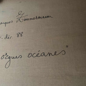 Jacques Zimmermann 'Les orgues océanes' tableau abstrait, huile sur toile, 1988