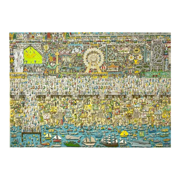James Rizzi The last stop is Coney island, 3D zeefdruk gesigneerd, genummerd 258/350, gedateerd 2003