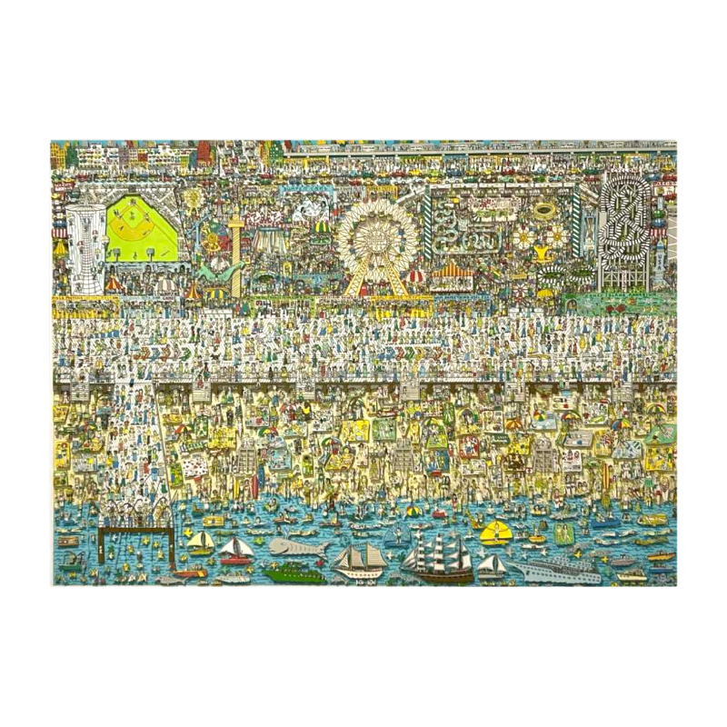 James Rizzi The last stop is Coney island, 3D zeefdruk gesigneerd, genummerd 258/350, gedateerd 2003