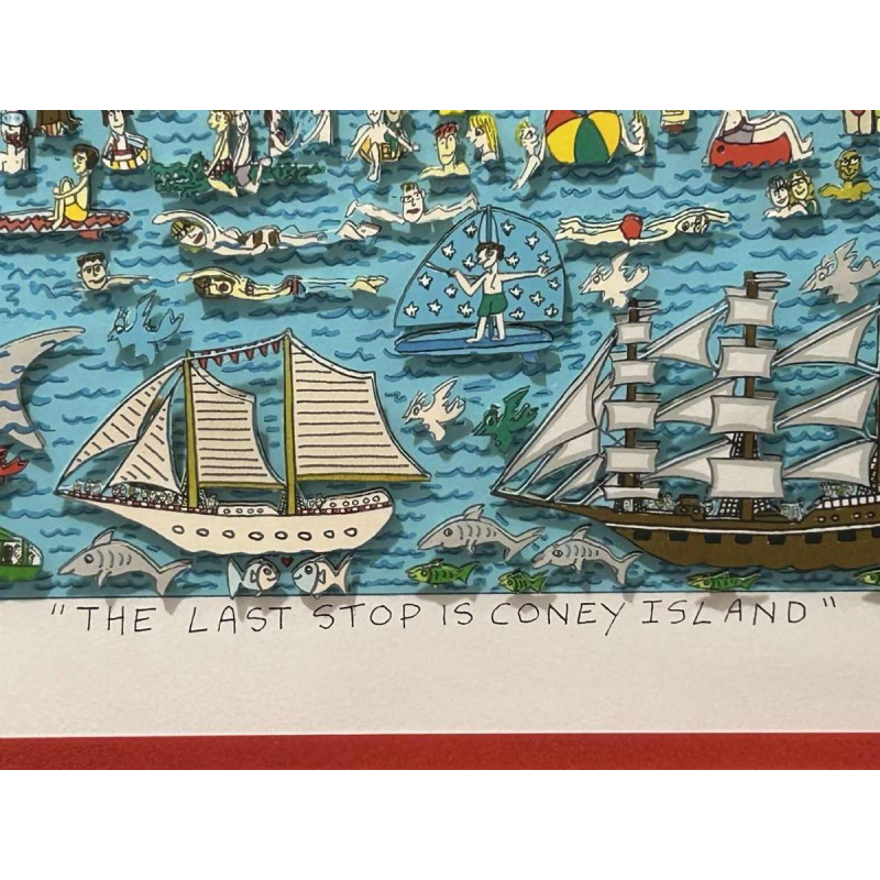 James Rizzi The last stop is Coney island, 3D zeefdruk gesigneerd, genummerd 258/350, gedateerd 2003