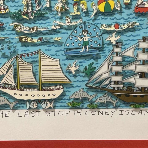 James Rizzi The last stop is Coney island, 3D zeefdruk gesigneerd, genummerd 258/350, gedateerd 2003