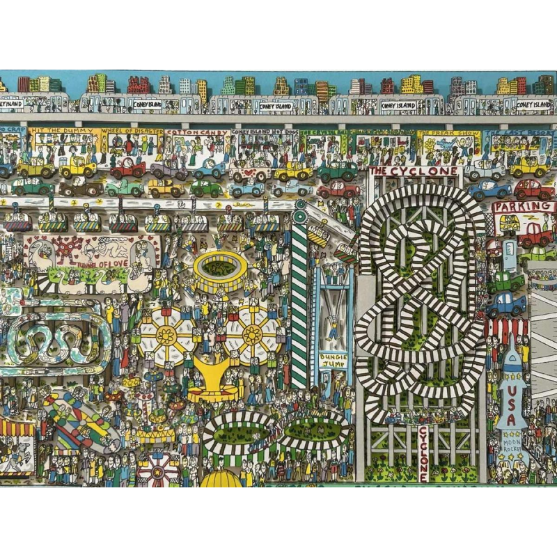 James Rizzi « The last stop is Coney island », sérigraphie 3D signée, numérotée 258/350, datée de 2003