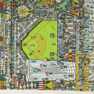 James Rizzi The last stop is Coney island, 3D zeefdruk gesigneerd, genummerd 258/350, gedateerd 2003