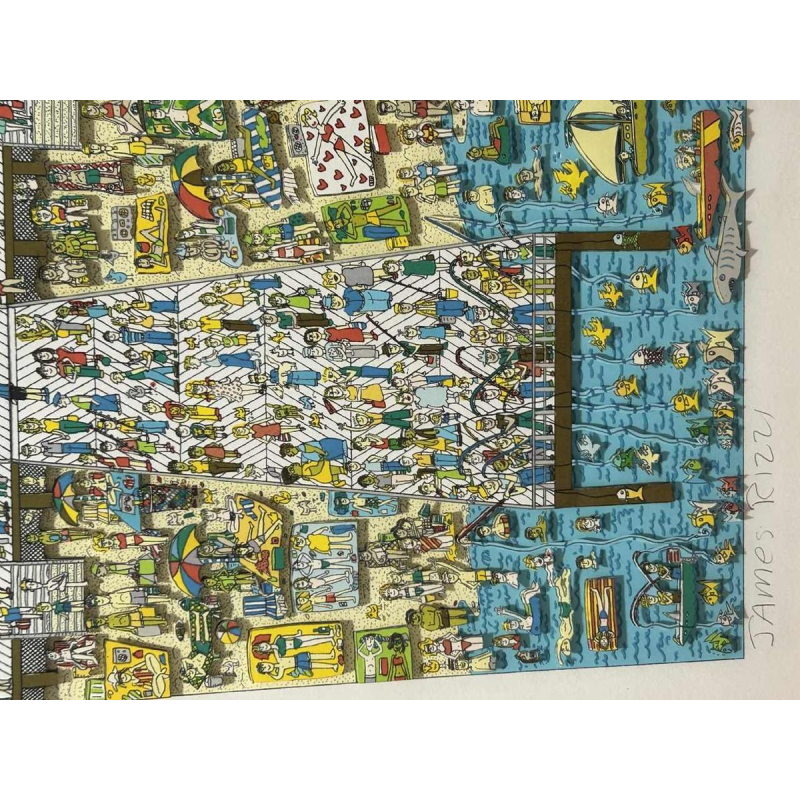 James Rizzi The last stop is Coney island, 3D zeefdruk gesigneerd, genummerd 258/350, gedateerd 2003