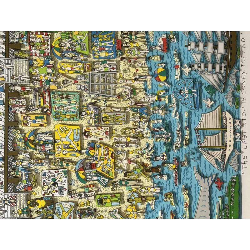 James Rizzi « The last stop is Coney island », sérigraphie 3D signée, numérotée 258/350, datée de 2003