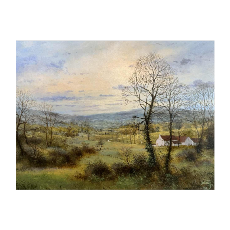 Olivier De Nato « Plaine des Fagnes » peinture huile sur panneau