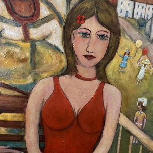 Marcel HOCQ " Lovers on a festive day " painting oil on panel