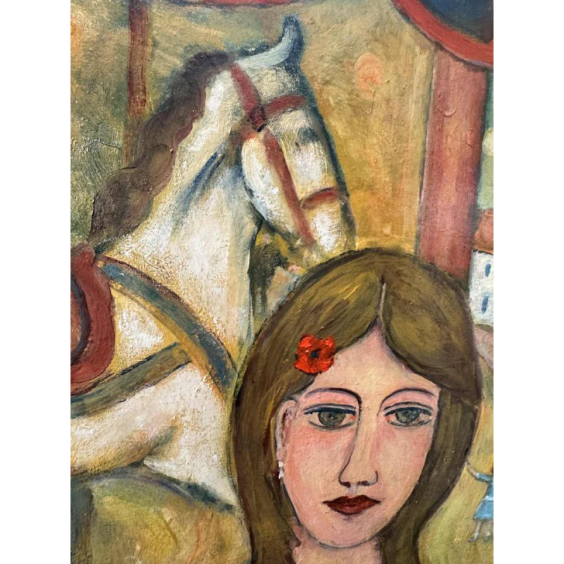 Marcel HOCQ " Lovers on a festive day " painting oil on panel