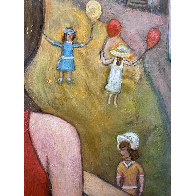 Marcel HOCQ " Geliefden op een feestelijke dag " schilderij olieverf op paneel