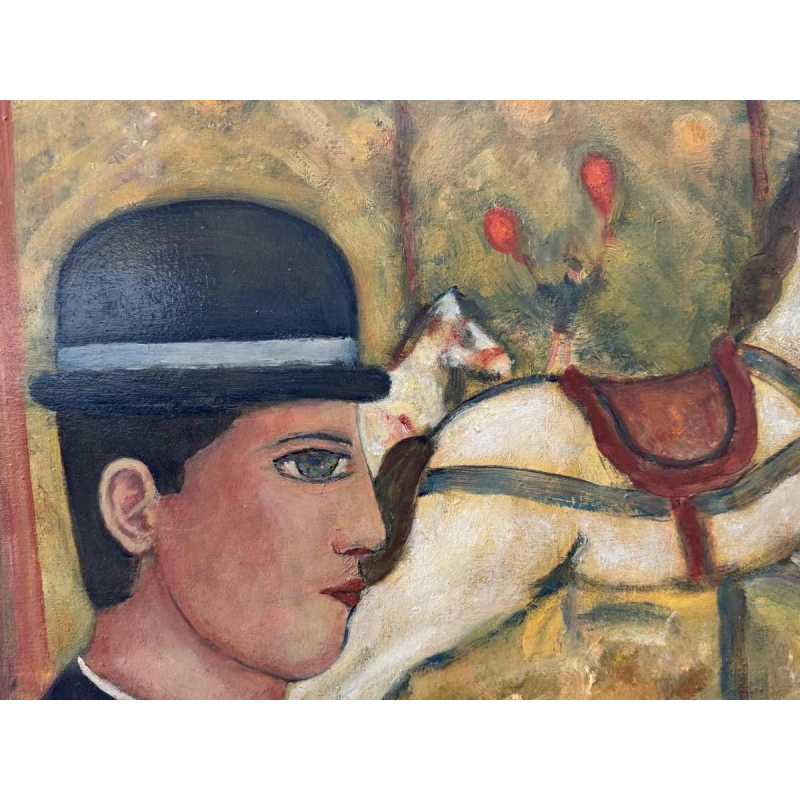 Marcel HOCQ " Les amoureux un jour de fête " peinture huile sur panneau