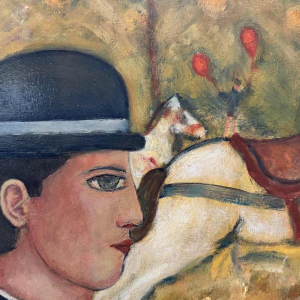 Marcel HOCQ " Lovers on a festive day " painting oil on panel