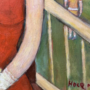 Marcel HOCQ " Geliefden op een feestelijke dag " schilderij olieverf op paneel