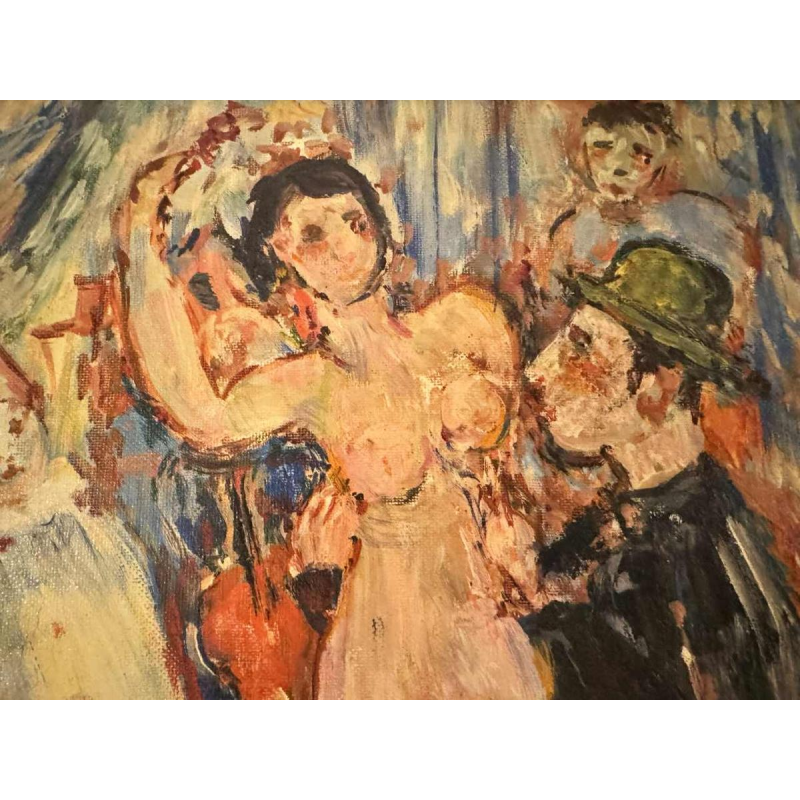 Marcel HOCQ «Nu et homme au chapeau melon» peinture huile sur toile marouflée