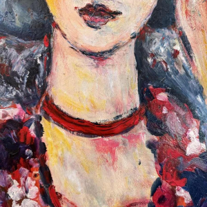 Marcel HOCQ (1933-2021): "La femme au chapeau» peinture huile sur panneau