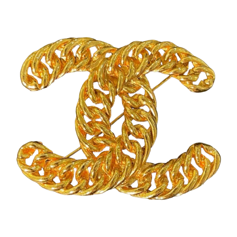 Chanel, broche aux "C" affrontés en métal doré