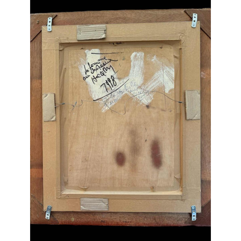 Marcel HOCQ (1933-2021): « De vrouw met de hoed » schilderij olie op paneel