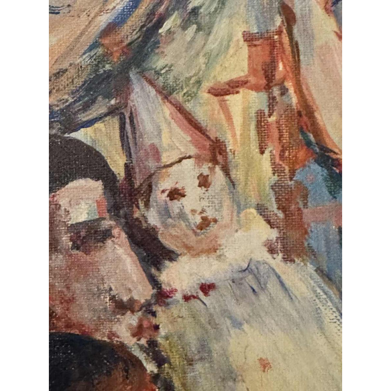 Marcel HOCQ «Nu et homme au chapeau melon» peinture huile sur toile marouflée