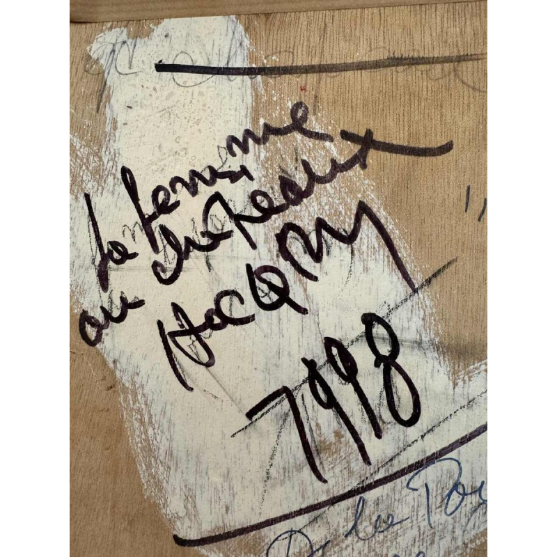 Marcel HOCQ (1933-2021): "La femme au chapeau» peinture huile sur panneau