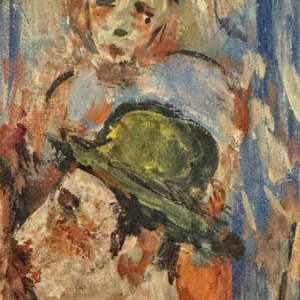 Marcel HOCQ "Naakt en man met bolhoed" schilderij olie op doek gemonteerd op doek