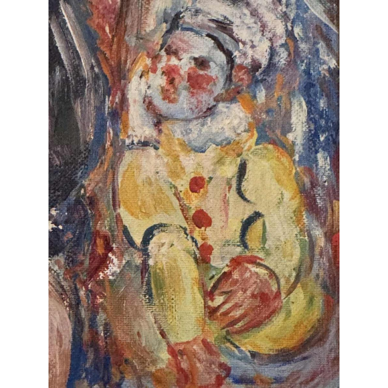 Marcel HOCQ "Nude and man with bowler hat" painting oil on canvas, mounted on canvas