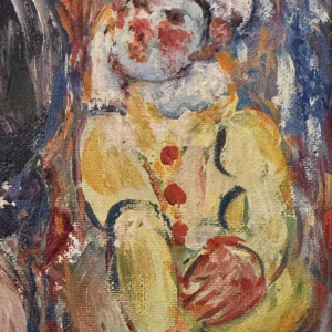 Marcel HOCQ «Nu et homme au chapeau melon» peinture huile sur toile marouflée